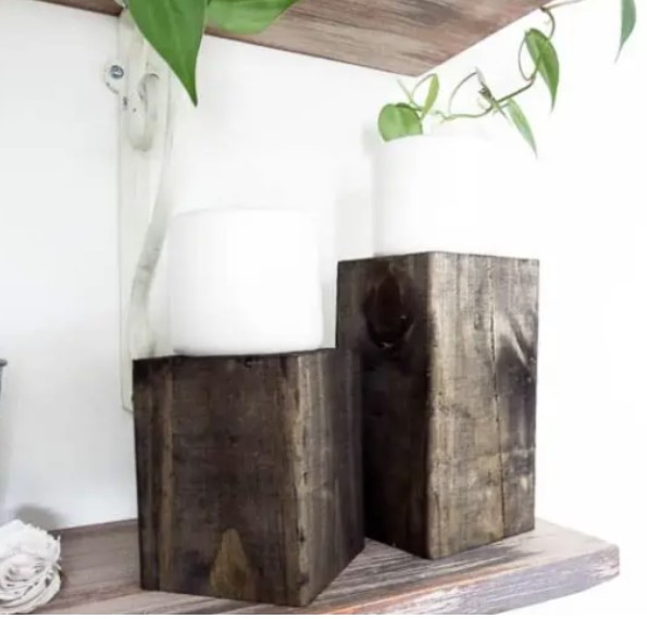Wood Block Candle Holders