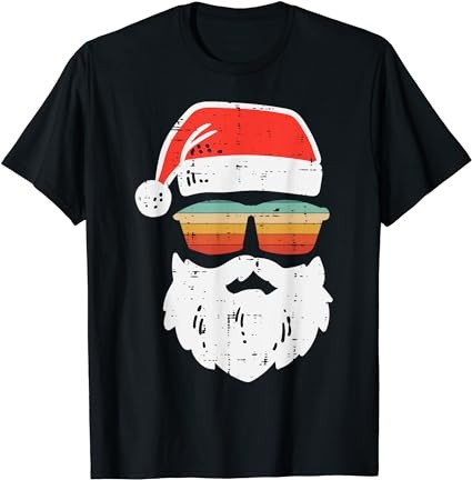 Santa Face Retro Sunglasses T-Shirt