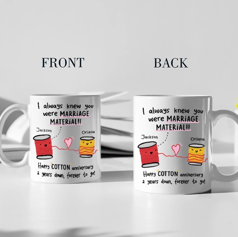 Amazon.com: 2nd Cotton Wedding Anniversary Gifts for Couple Wife Husband 2  years Marriage Gift for Him Her : Handmade Products