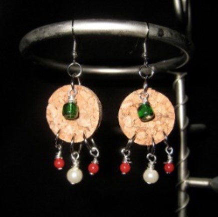 Bead and Cork Earrings