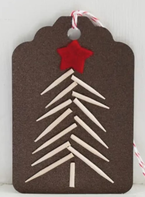 Toothpick Christmas Tree Gift Tags 
