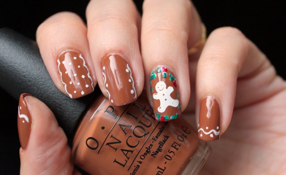 Gingerbread Man Nail Designs