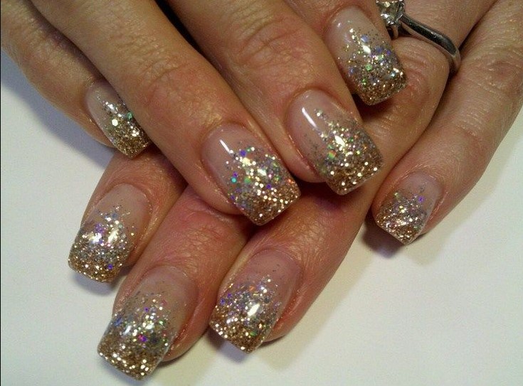 Silver and Gold Glitter Nails