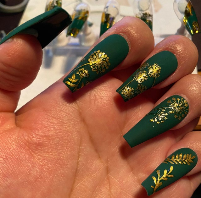 Green and Gold Nail