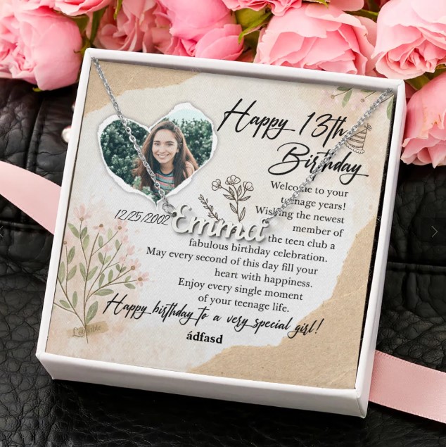 Birthday Gift for 13 Year Old Girl, Personalized Thirteenth