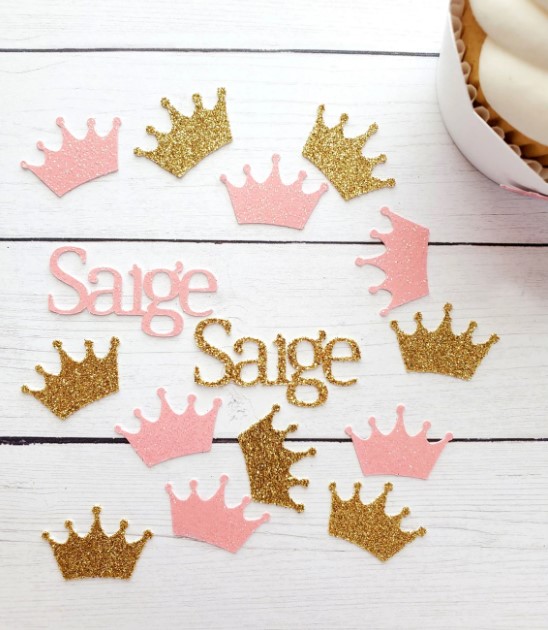 Personalized Princess Crown Party Confetti