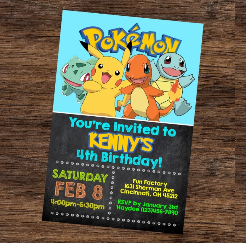 Pokemon themed invitations
