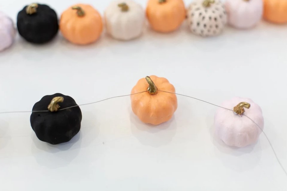 Fall Garland with Mini Pumpkins