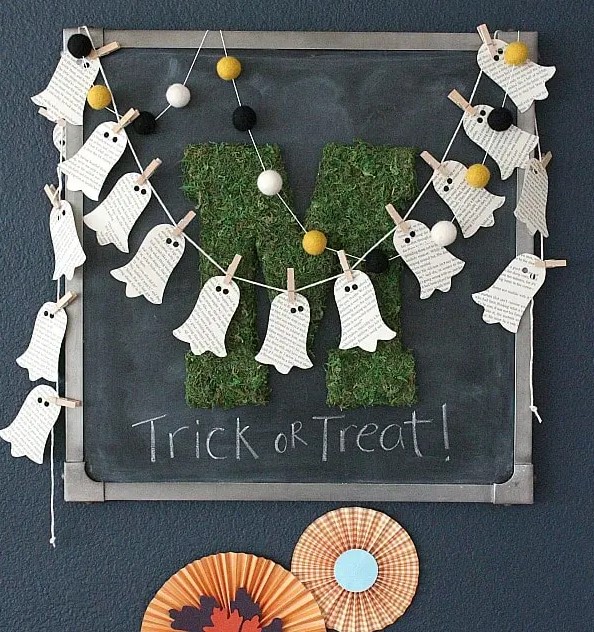 DIY Book Page Ghost Garland