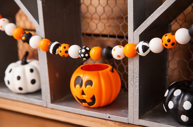 DIY Halloween Wood Bead Garland