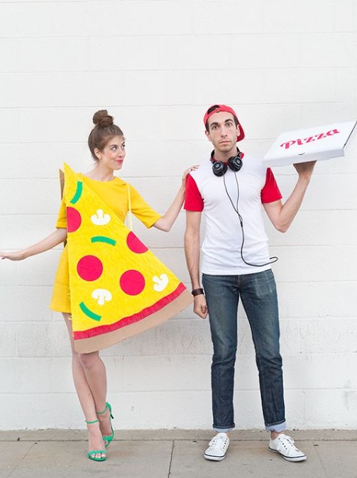 Pizza Slice and Delivery Boy costumes