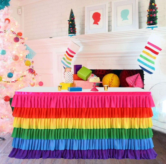 Rainbow Table Skirt for Rectangle or Round Table