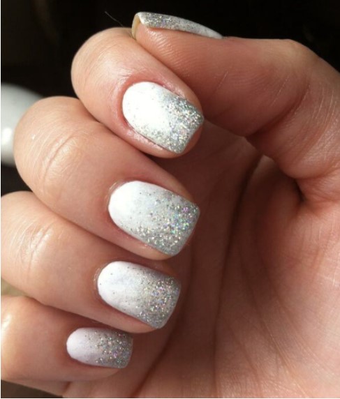 White Glitter Ombre Nails