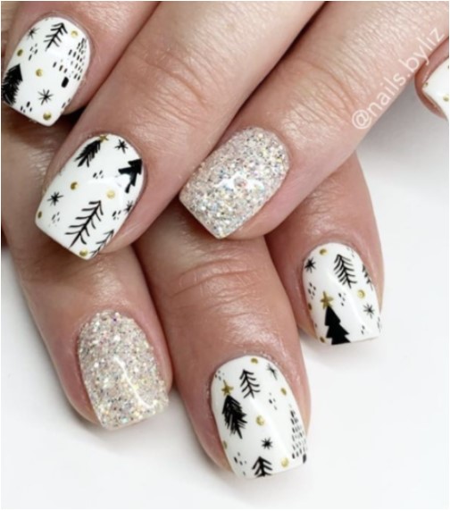 Snowflake Sparkle Nails - Adjusting Beauty