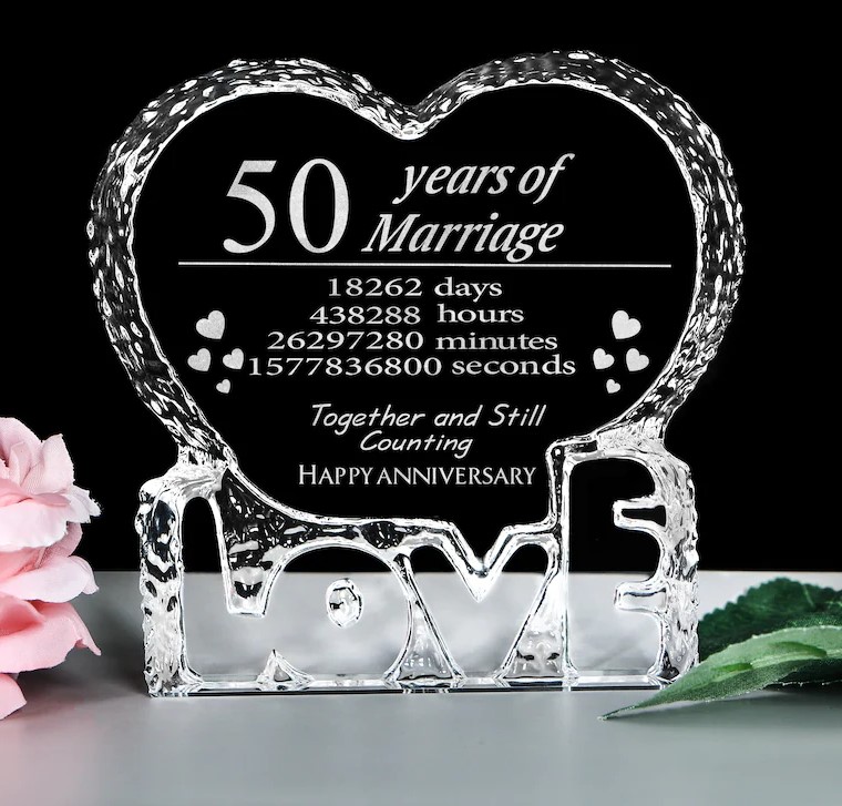 Crystal heart marriage keepsake