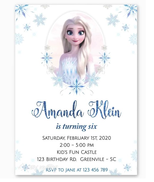 Frozen Style Invitation Card