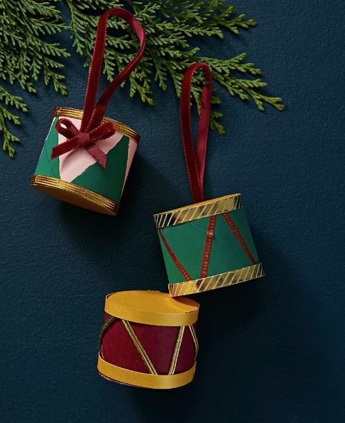 Paper Drum Christmas Ornaments