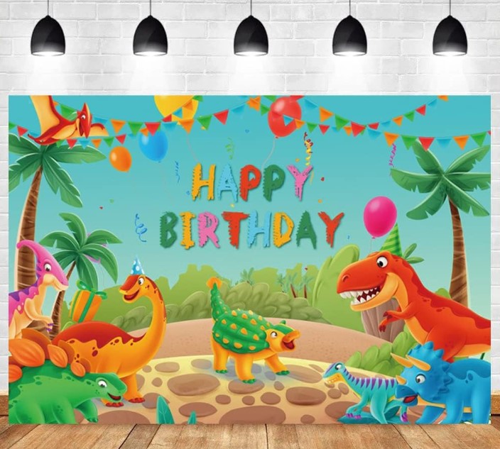 Happy Birthday Dinosaur Theme Party Backdrop