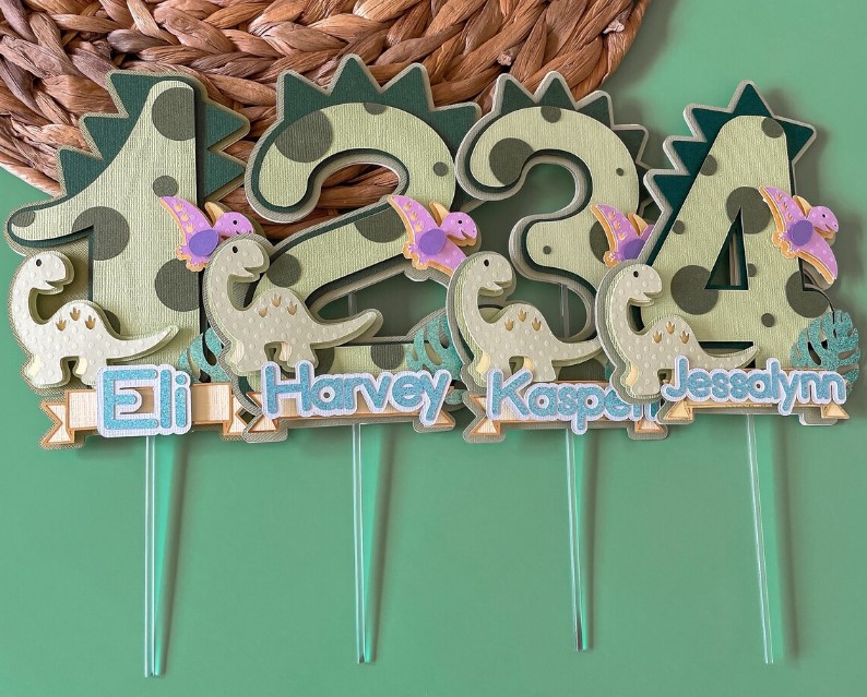 Personalized Dinosaur Party Cake Topper