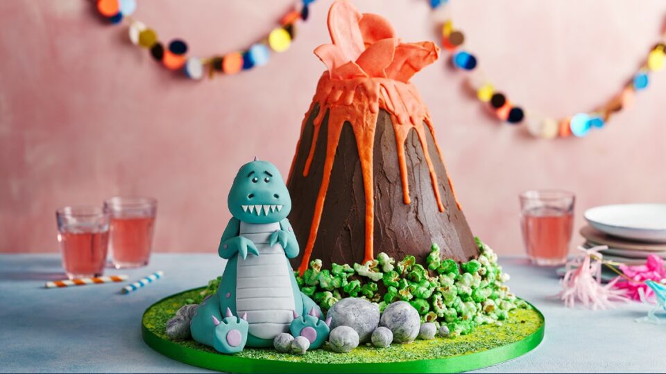 Dinosaur Volcano Cake