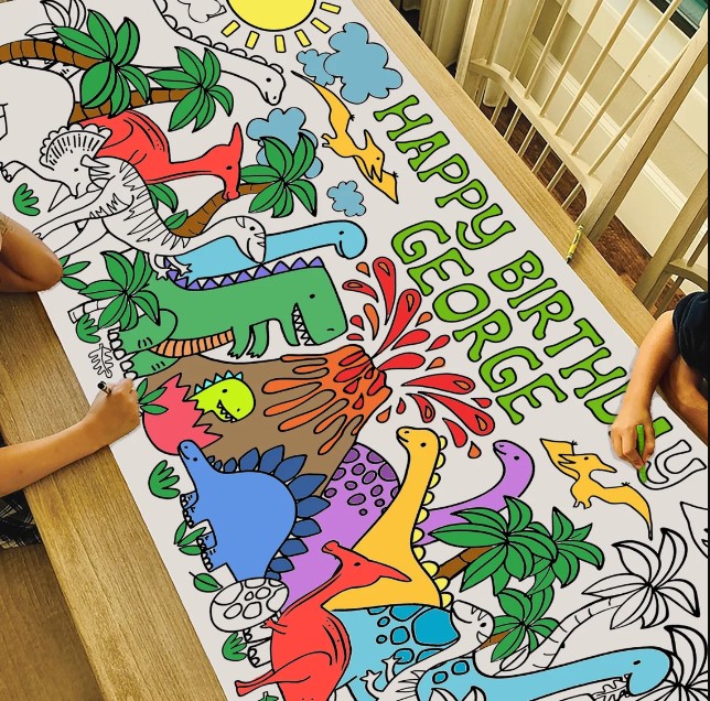 Personalized Dinosaur Birthday Coloring Poster