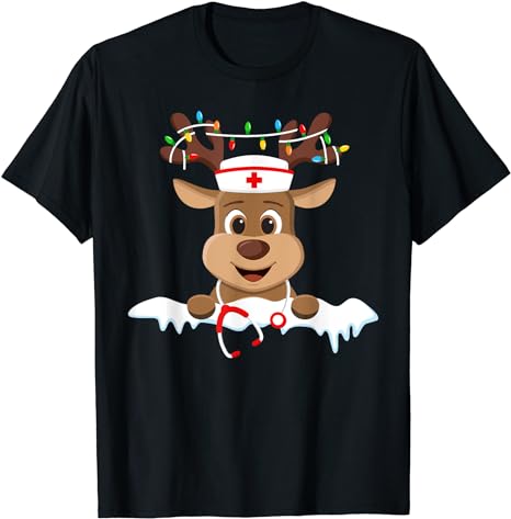   Reindeer Nurse Hat Elf T-Shirt