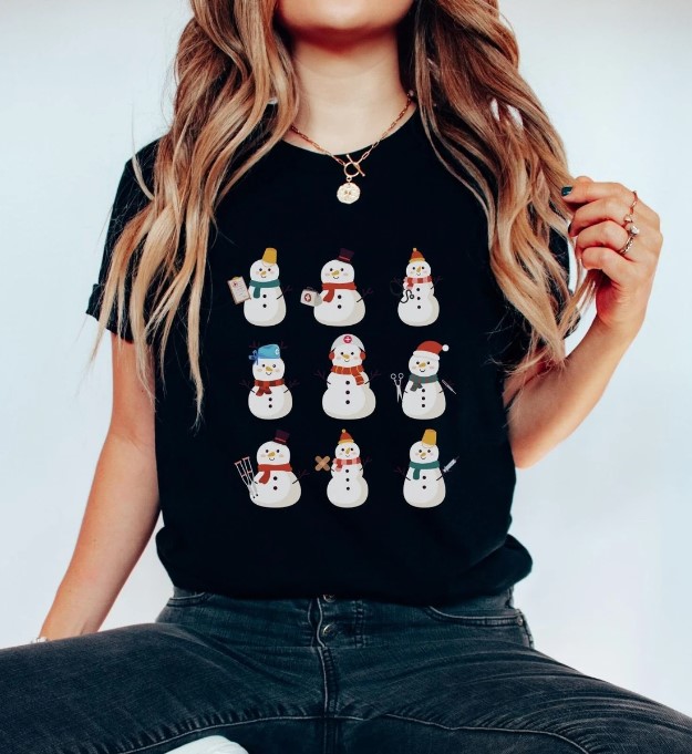Cute Snowman Christmas Nursing Shirt