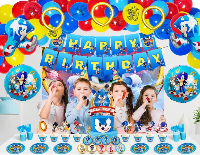 Sonic Birthday Party Supplies, Birthday Decorations Sets Include Happy  Birthday
