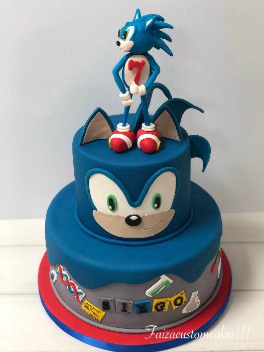 Tiered Sonic Character Cake