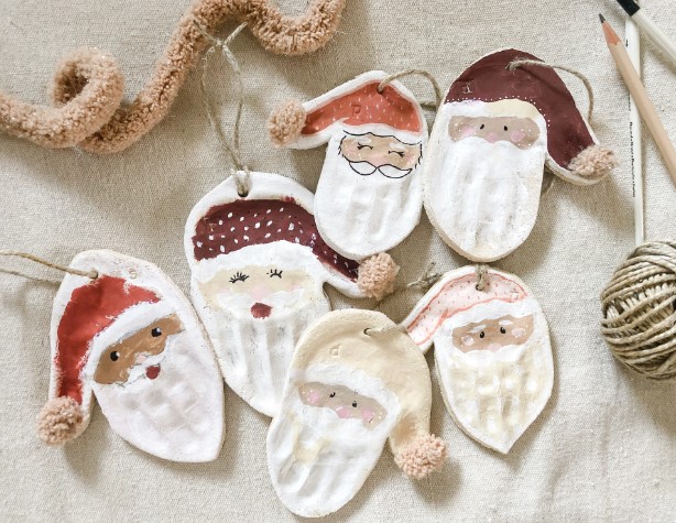 Hand Print Santa Ornaments 