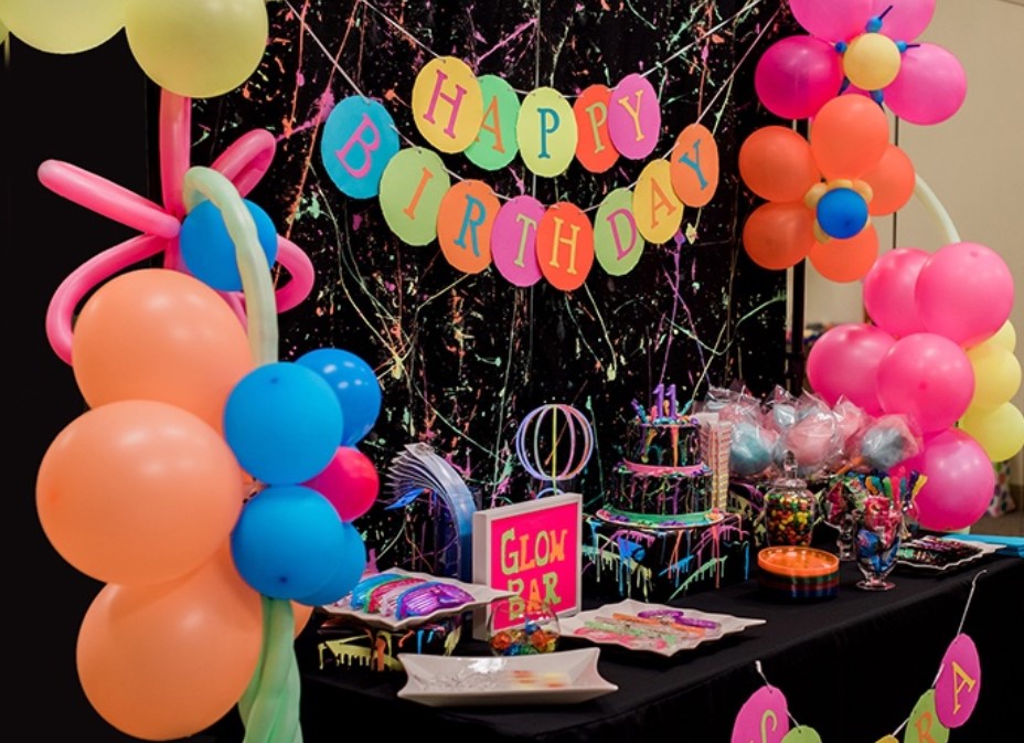 8 year old birthday party ideas - neon theme