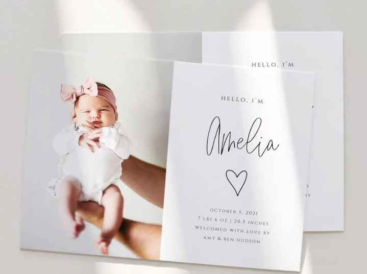 letter from the baby announcement card