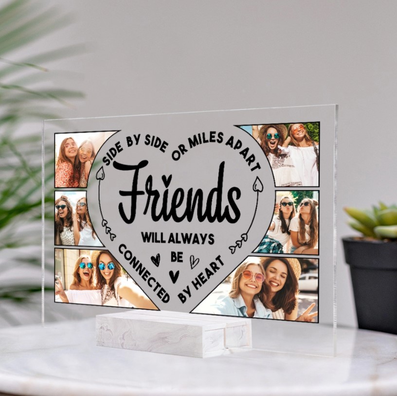 6x4 inche Natural Wood Photo Frame Friend Picture Frame Gifts Long Distance  Relationships Bestie Christmas Birthday Gifts Side by Side or Miles Apart  Friends are Always Close at Heart 