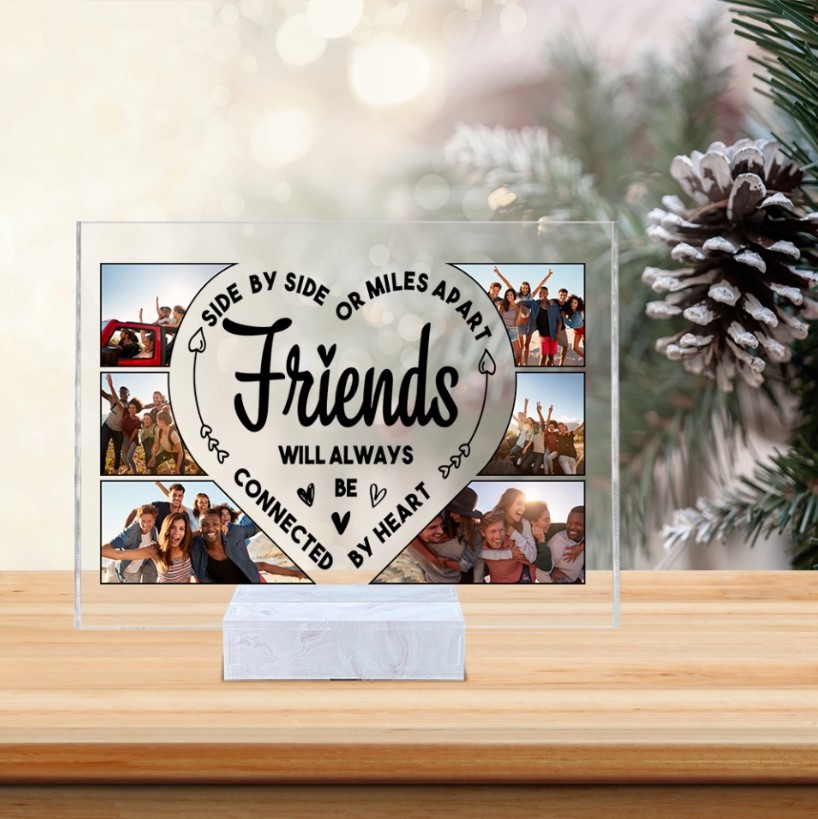 6x4 inche Natural Wood Photo Frame Friend Picture Frame Gifts Long Distance  Relationships Bestie Christmas Birthday Gifts Side by Side or Miles Apart  Friends are Always Close at Heart 