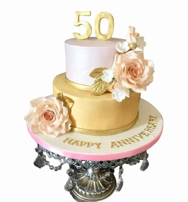 Send Online 4kg Golden Jubilee Cake Order Delivery | flowercakengifts