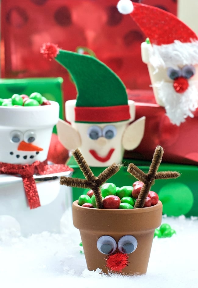 christmas crafts kids - Christmas character candy pots