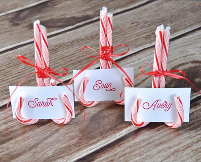 christmas crafts kids - Candy cane place card holders