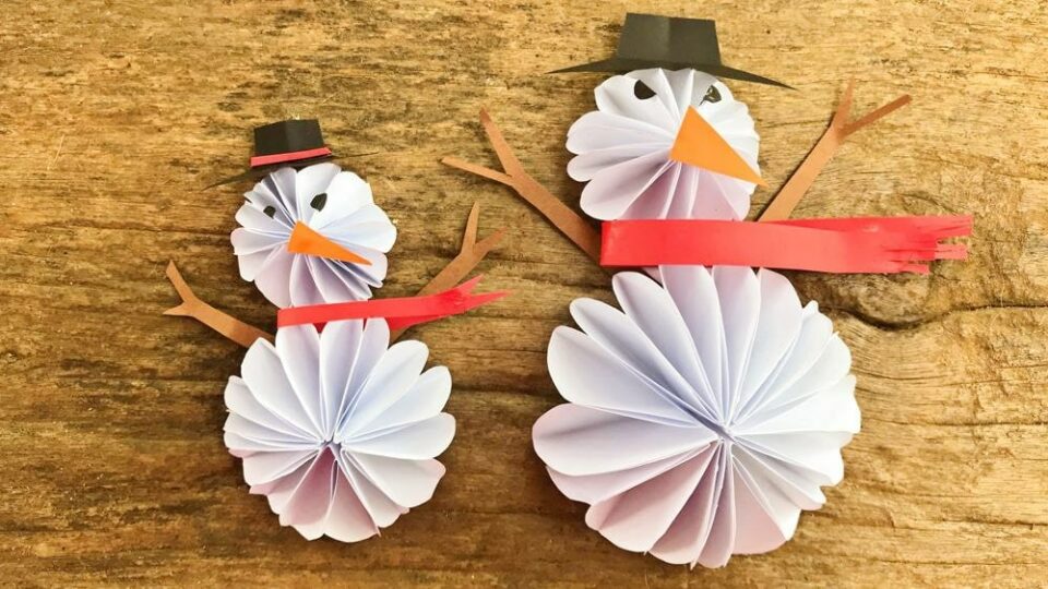 christmas crafts kids - 3d paper snowman ornaments