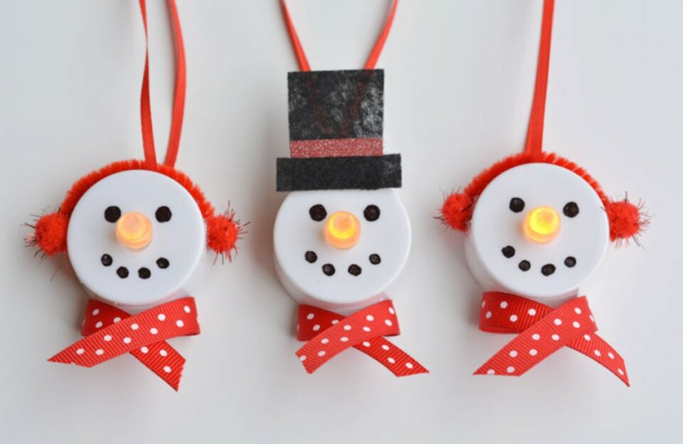 christmas crafts kids - tea light snowman ornaments