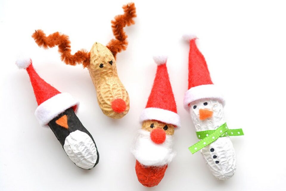 christmas crafts kids - peanut ornaments