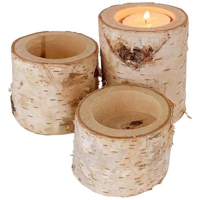 Birch Log Tealight Candle Holder