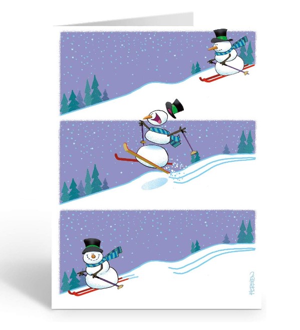 Snowman On Skis Card