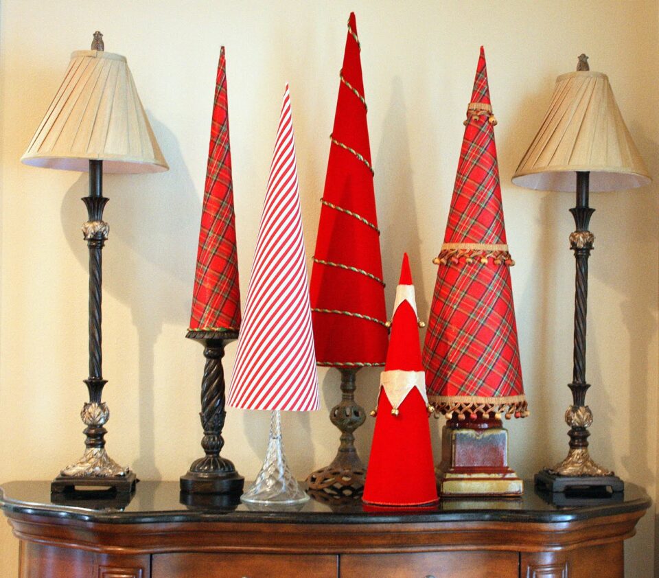 Festive Fabric Cone Trees