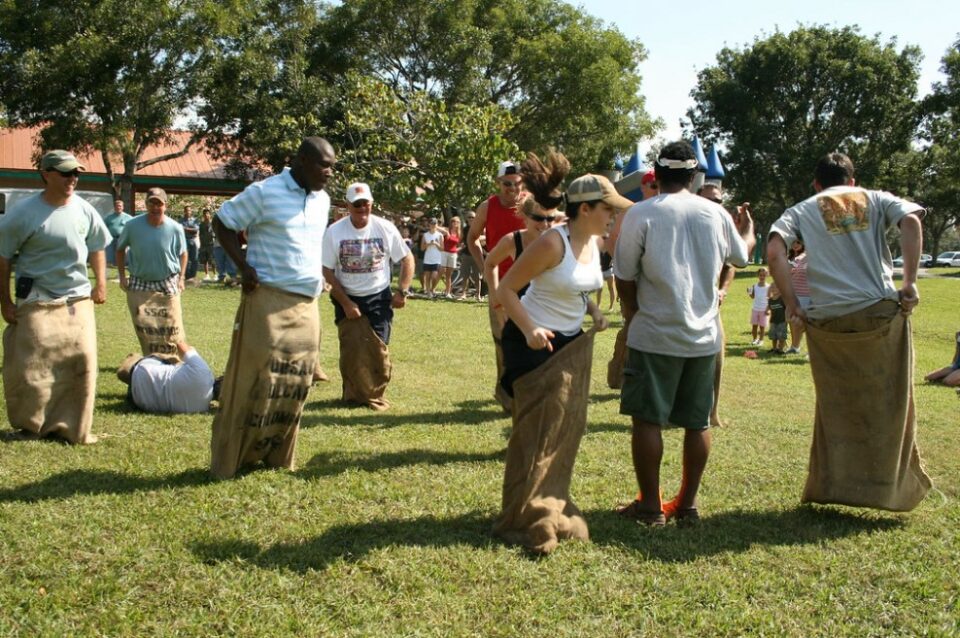 birthday party games - sack race