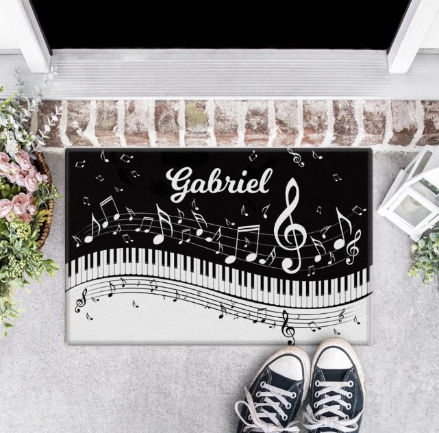 Note Black White Doormat For Singer