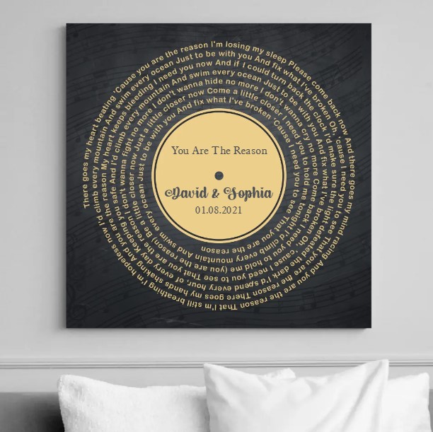 Vinyl Record Song Lyrics Custom Wall Art