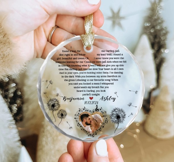 Personalized Acrylic Song Lyrics With Photo Glass Ornament