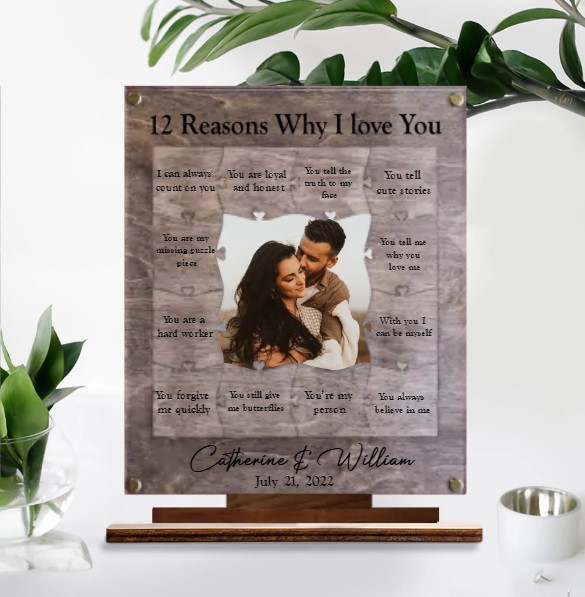 12 Reasons Why I Love You Wooden Photo Plaque