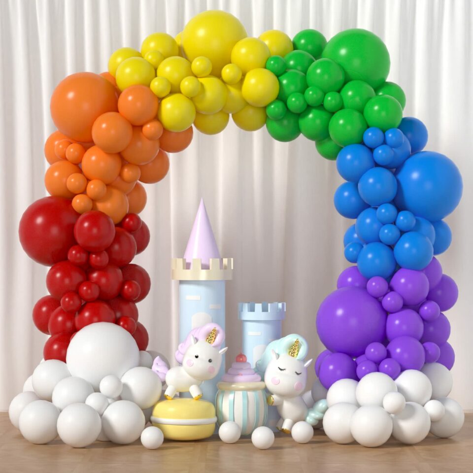 colorful balloon arch