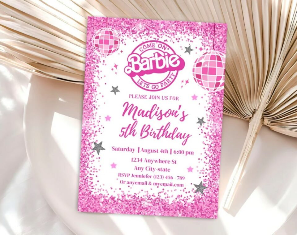 Barbie-themed invitations